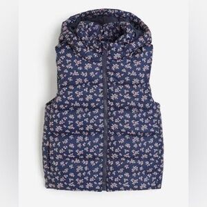 H&M Navy Floral Puffer Vest